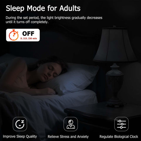 Wivety sleep modes setup for gradual dimming