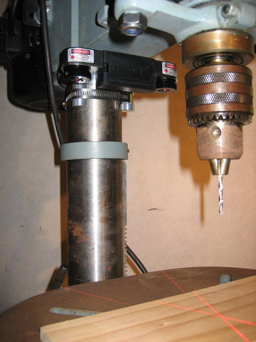 Wixey WL133 laser crosshair provides quick setup on most drill presses.
