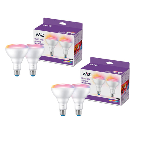 WiZ Connected 65W BR30 smart bulbs in front view, ideal for multi-room lighting