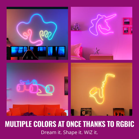 WiZ Connected Neon Smart Flex Strip wall mount demonstrates easy anchoring for custom light designs.