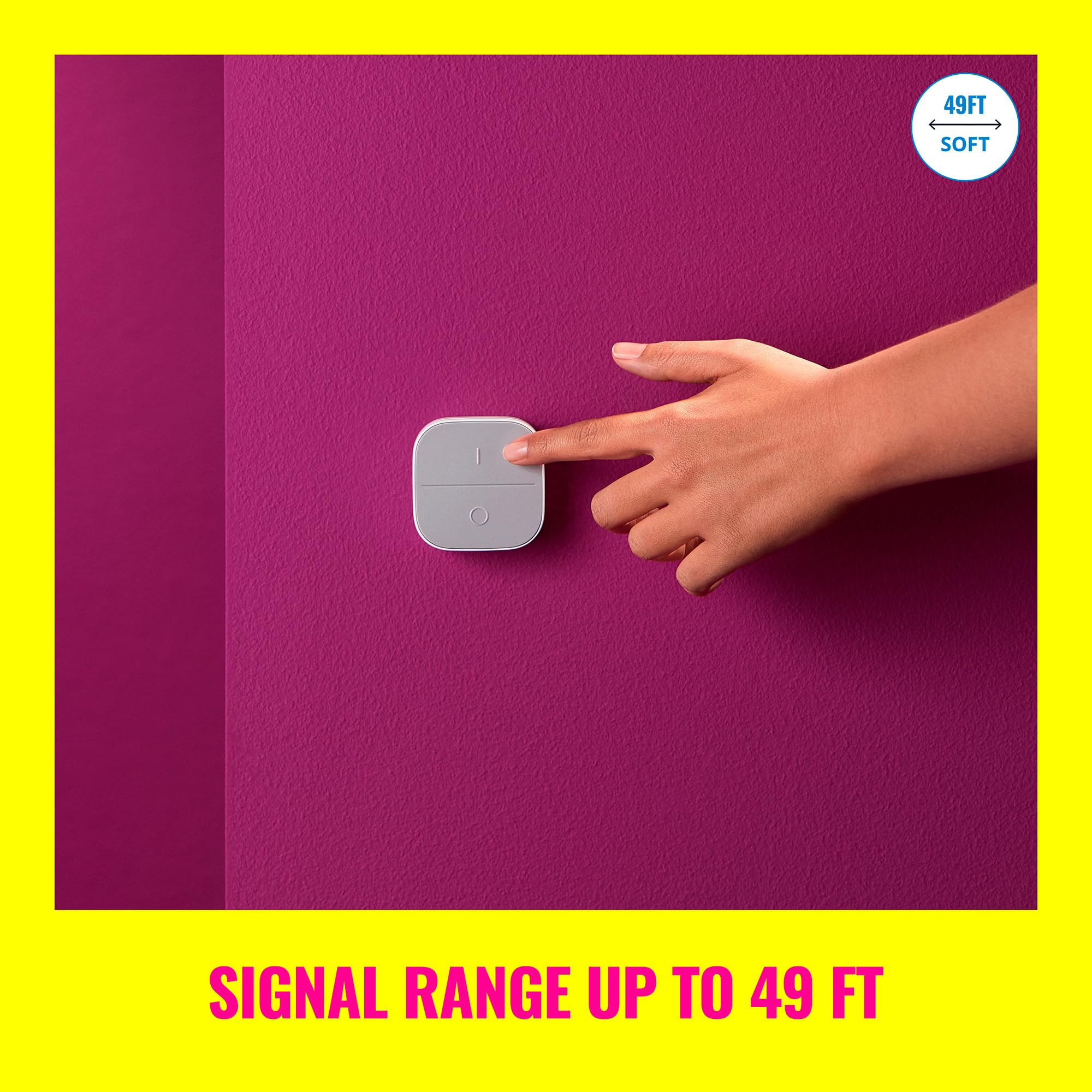 WiZ Connected portable button mounted on wall for screwless setup