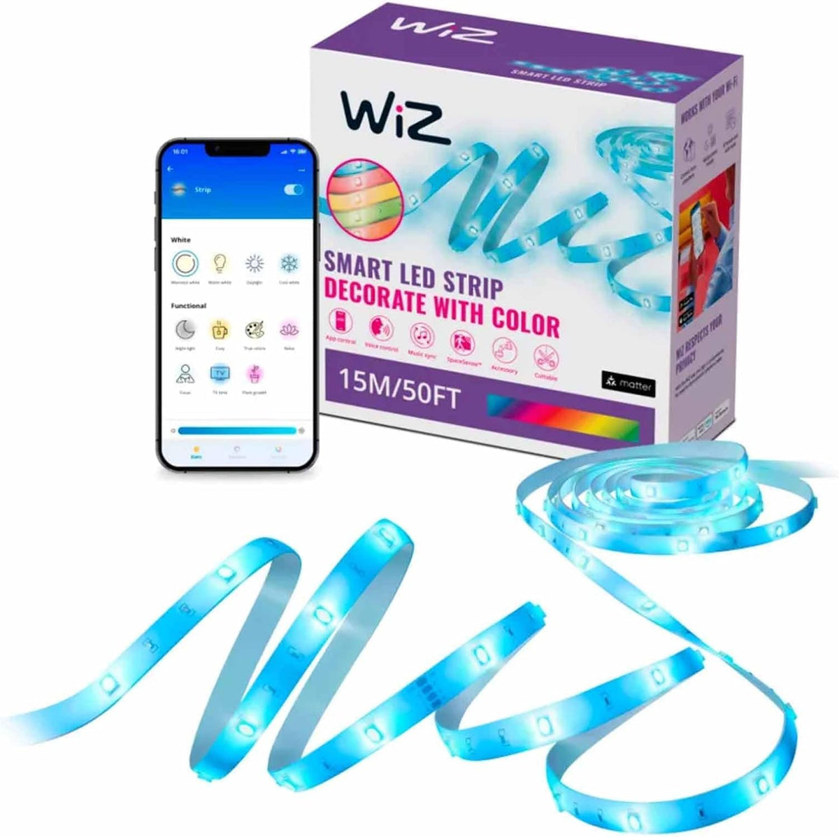 WiZ Connected strip showing sunset/sunrise automation for a welcoming morning ambiance.