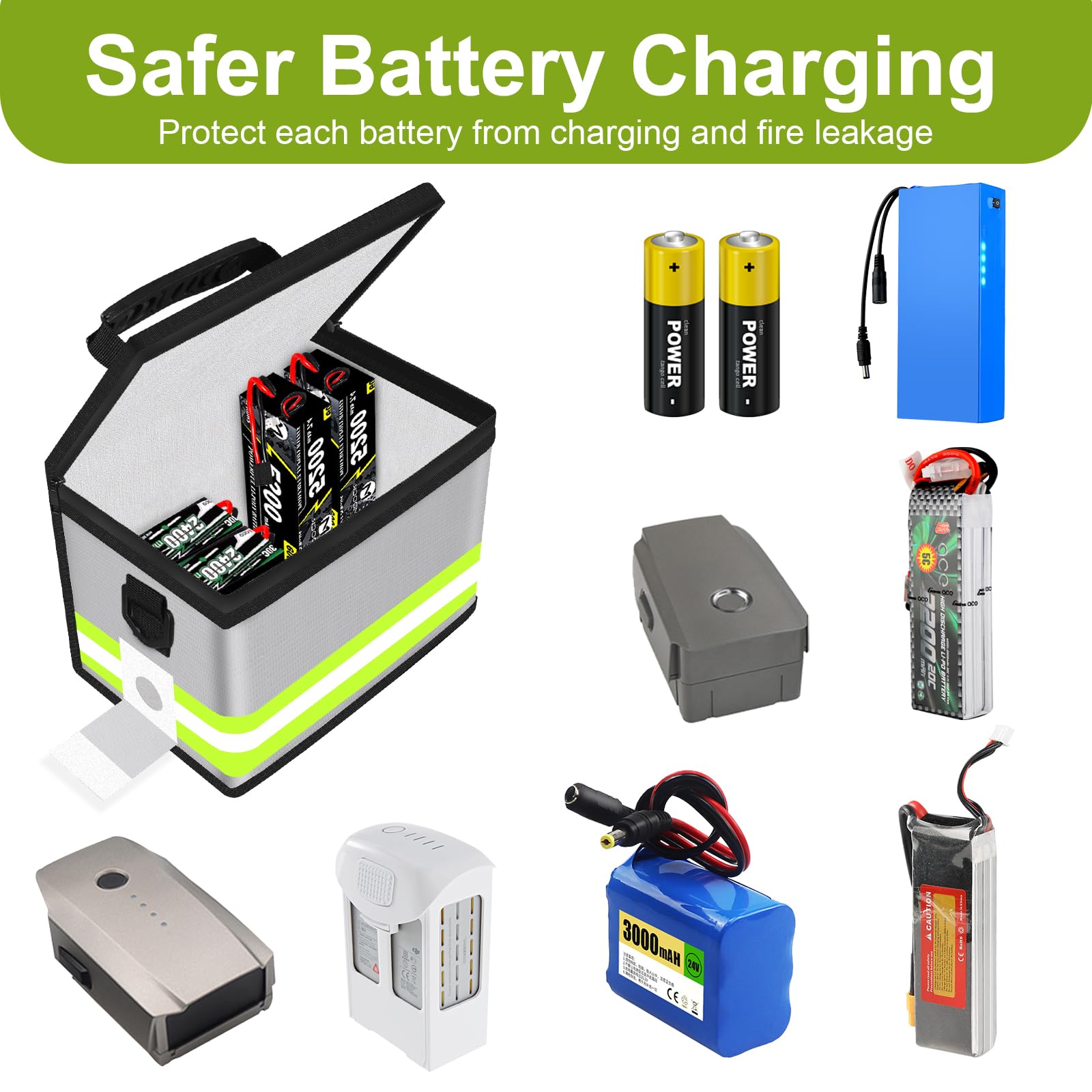 WJTZDZ Lipo Battery Fireproof Bag interior layers reveal four-layer heat attenuation construction.