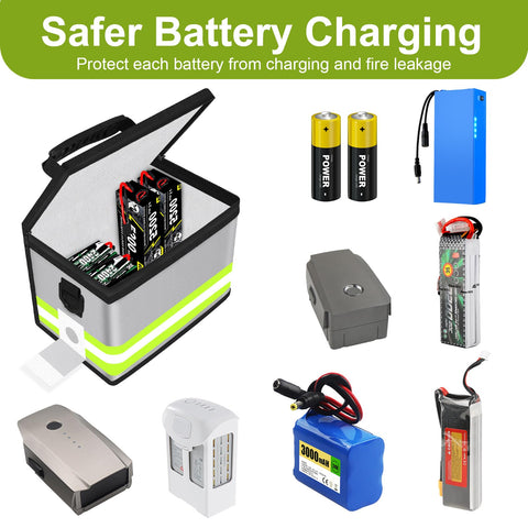 WJTZDZ Lipo Battery Fireproof Bag interior layers reveal four-layer heat attenuation construction.