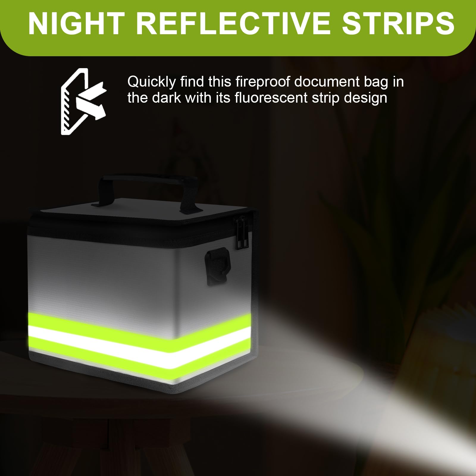WJTZDZ Lipo Battery Fireproof Bag reflective strip aids visibility.