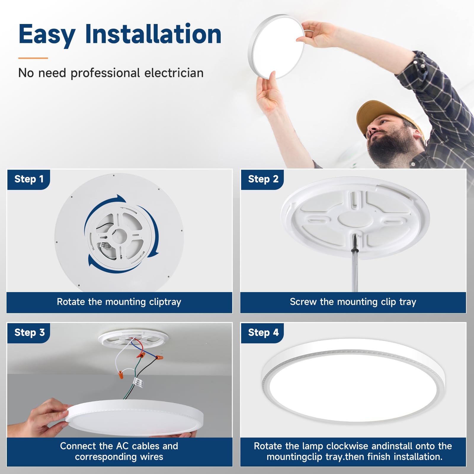 WKONCLDY easy-installation LED fixture for quick ceiling upgrades
