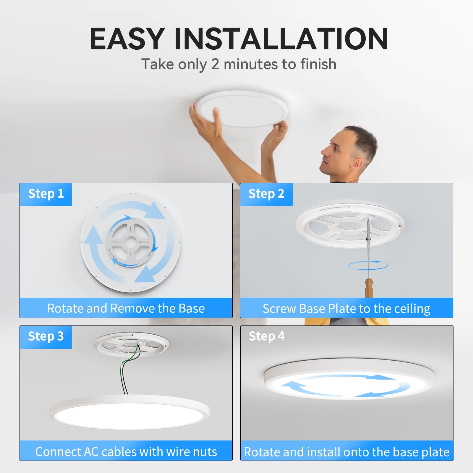 WKONCLDY 3200lm LED provides energy-efficient lighting with long lifespan.