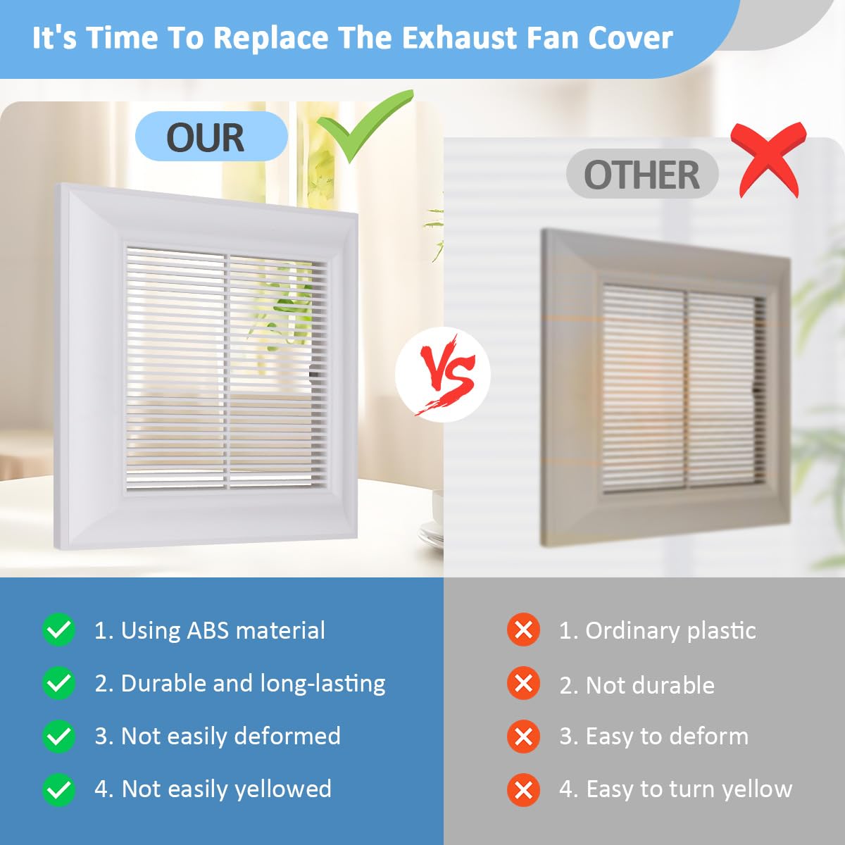 Square 13x13 WKZO vent cover installed on ceiling or wall for versatility.