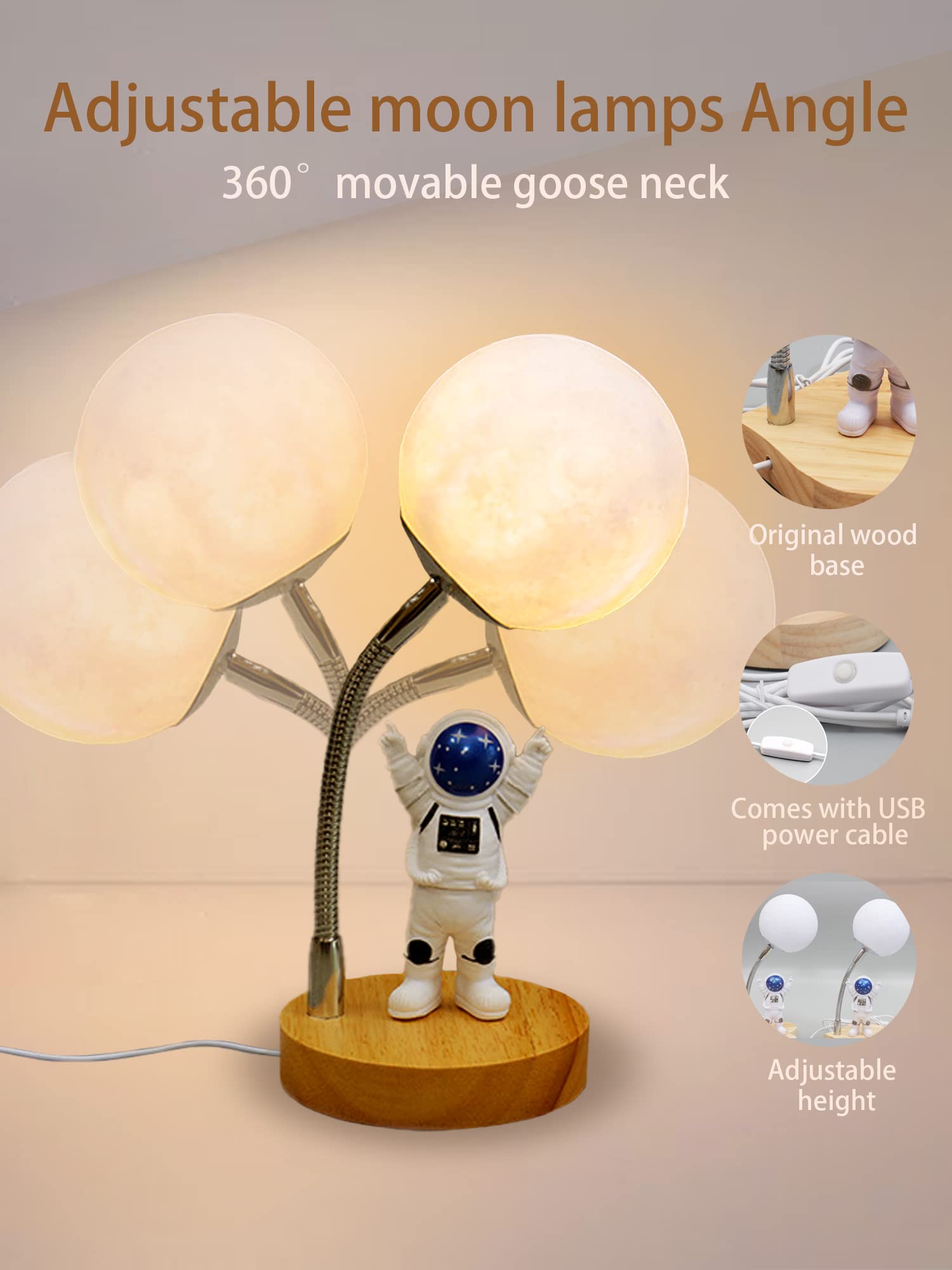 WLHONG Moon Lamp offers 7-color LED options to customize mood.