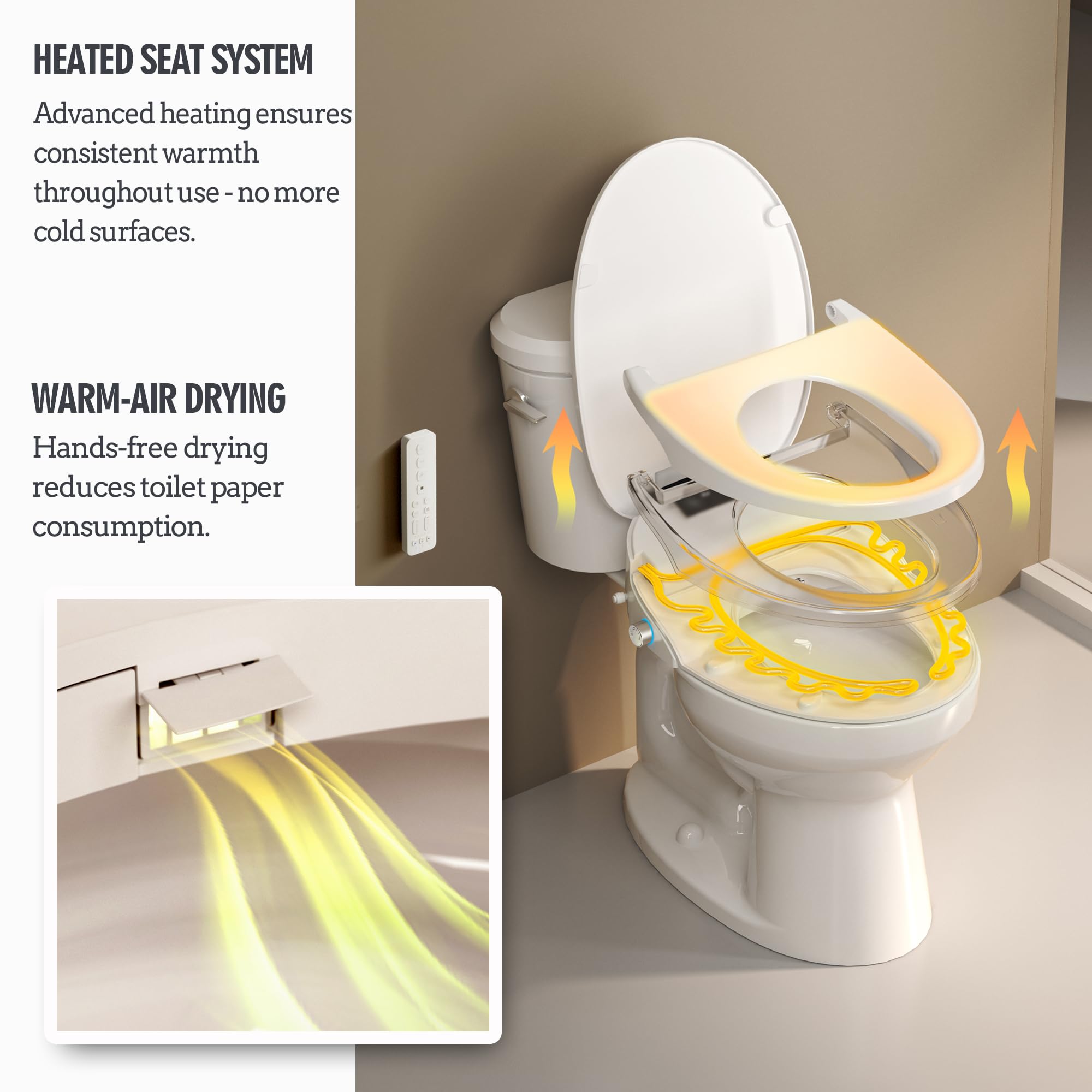 WLJBIDET night light display guides late-night visits without harsh lighting.