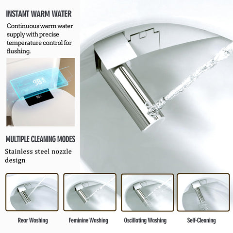 WLJBIDET warm water wash highlights adjustable temperatures for a refreshing cleanse.