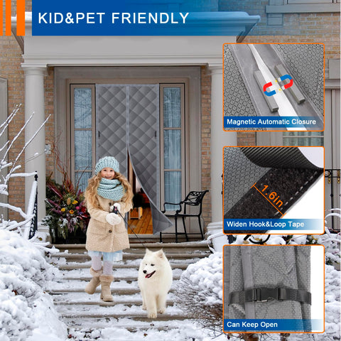 WLLEYAY magnetic door curtain installation with hook-and-loop secure fit