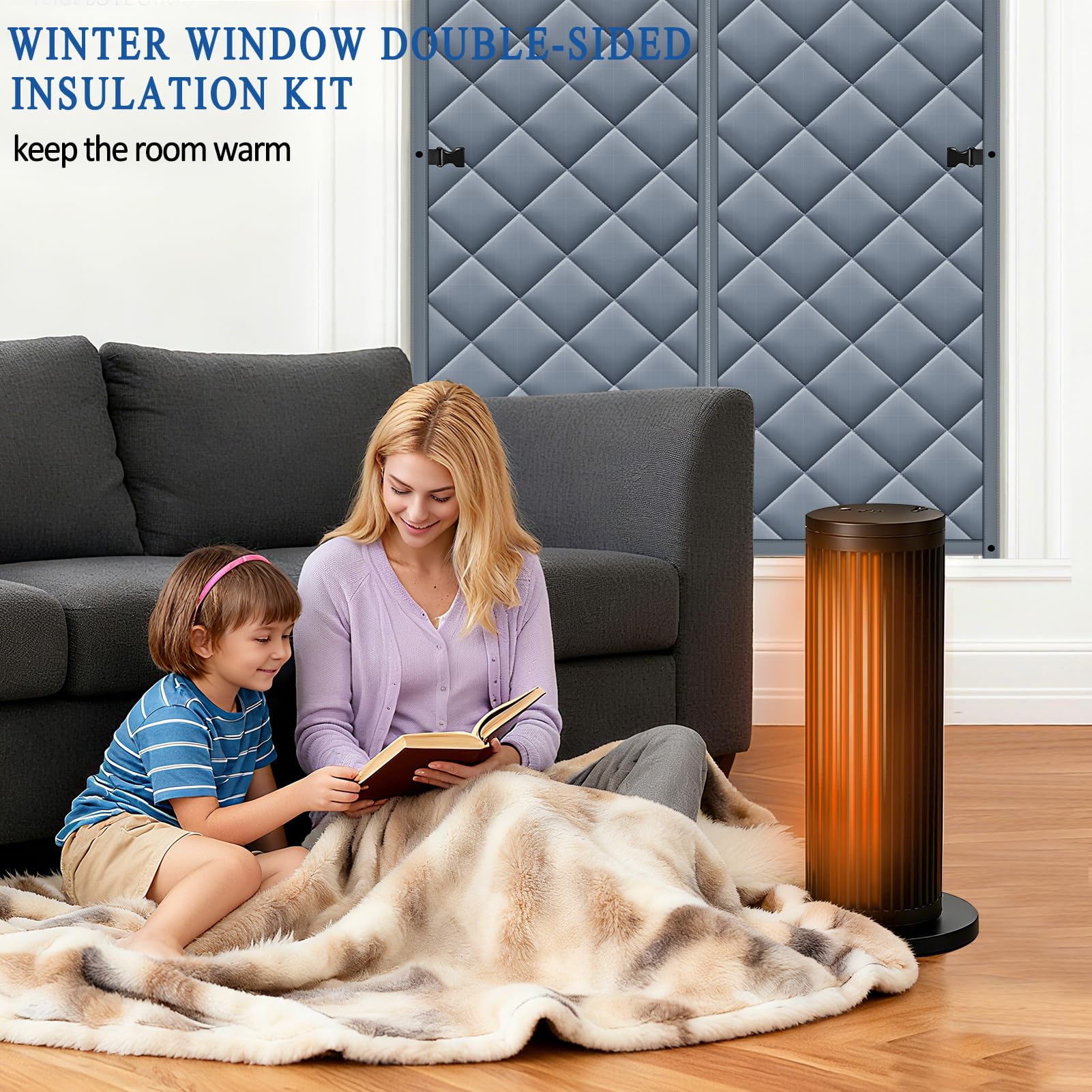 WLLEYAY ready-to-fit kit fits window up to 36x60 inches.