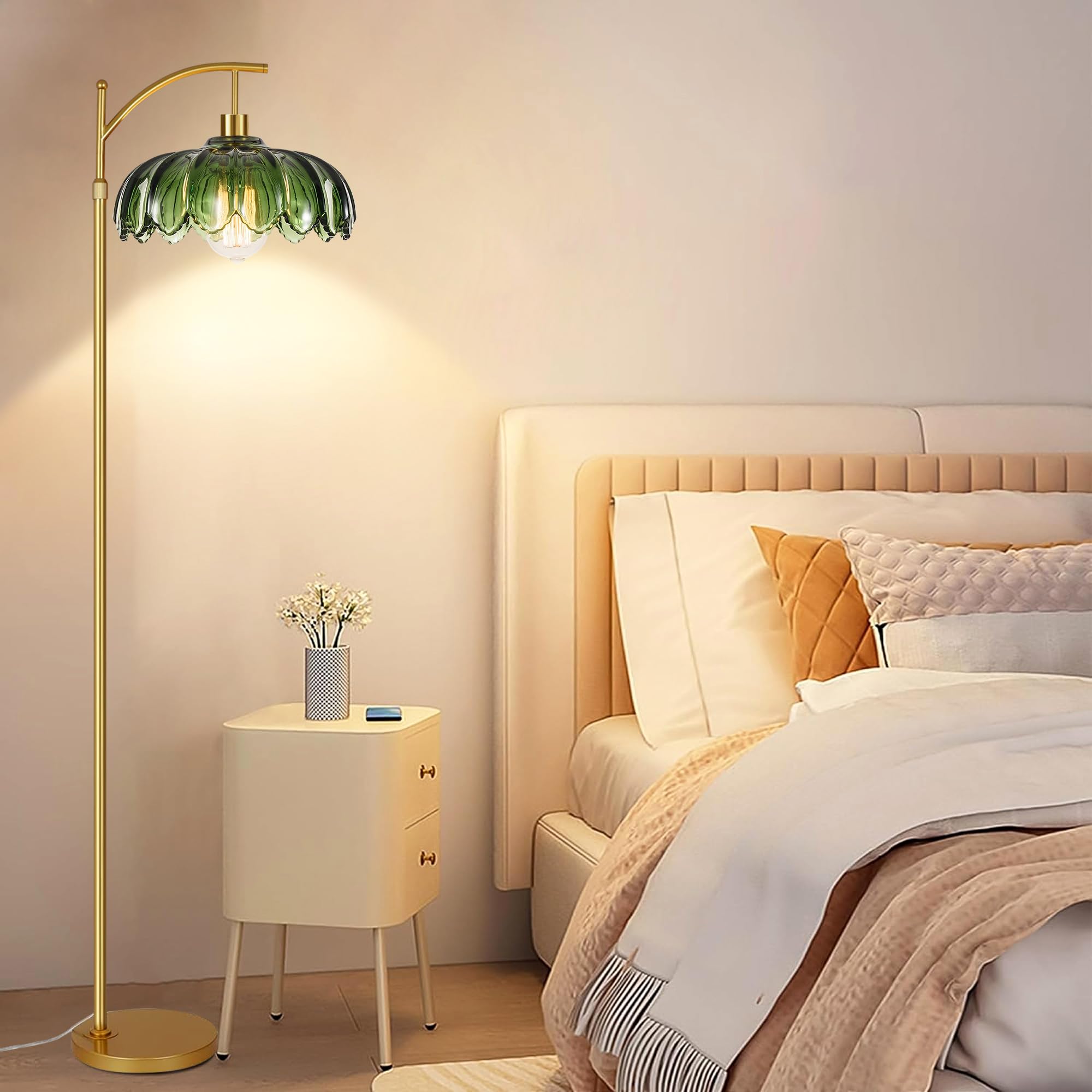 WLQCWL Glass lampshade Arc lamp enhances vintage mid-century style
