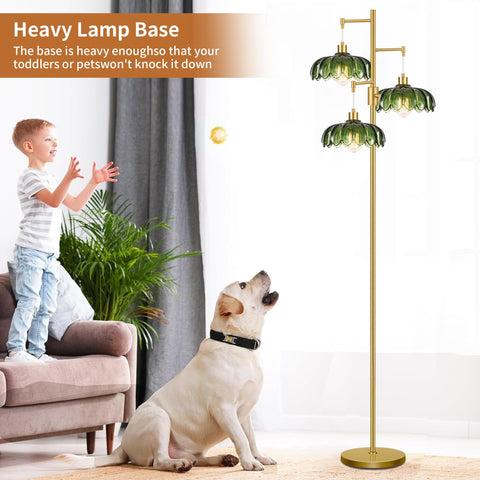 WLQCWL three-light dimmable floor lamp offers versatile brightness for rooms.