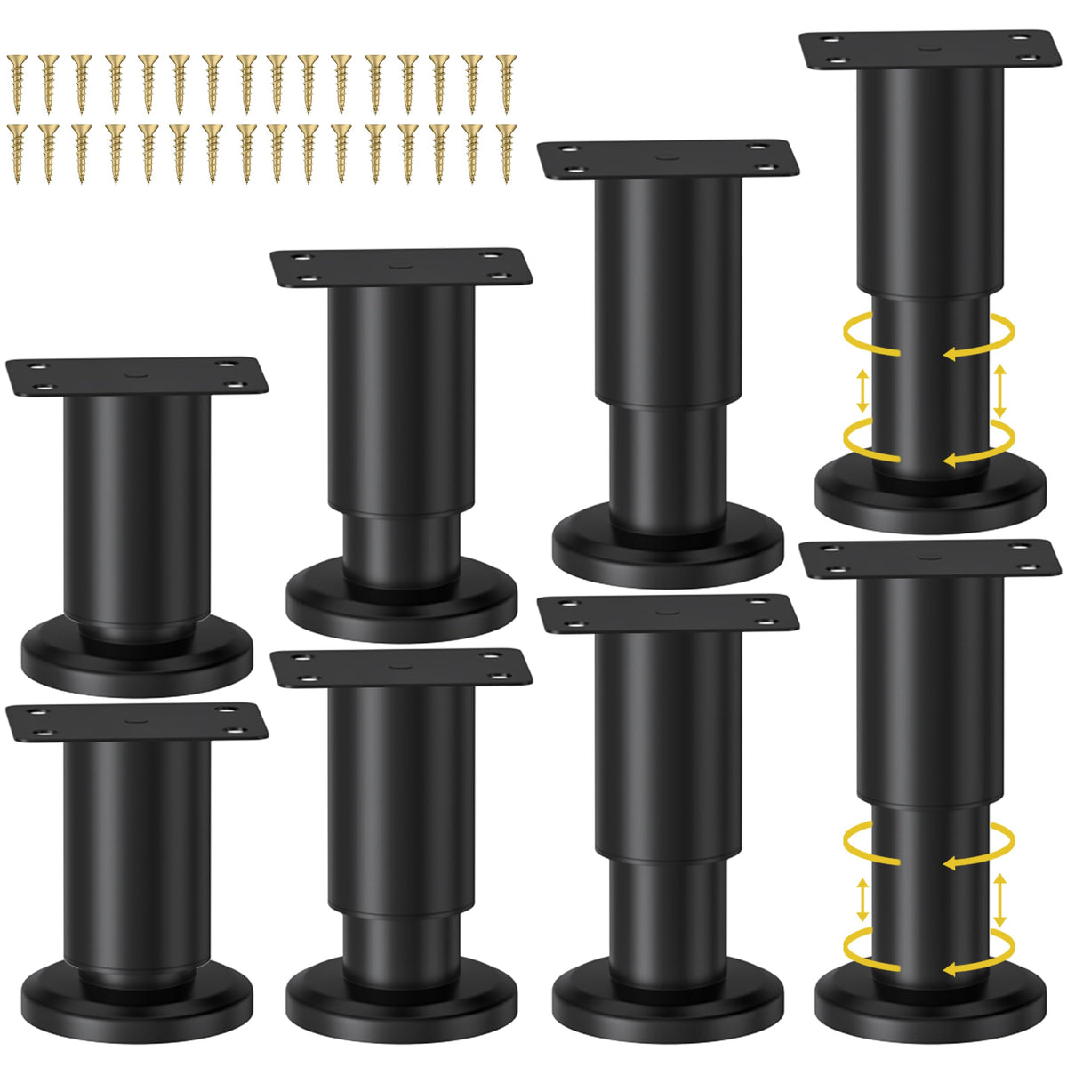 Wlrrcwdttc adjustable furniture legs with 3.15-4.72 in range for leveling on uneven floors