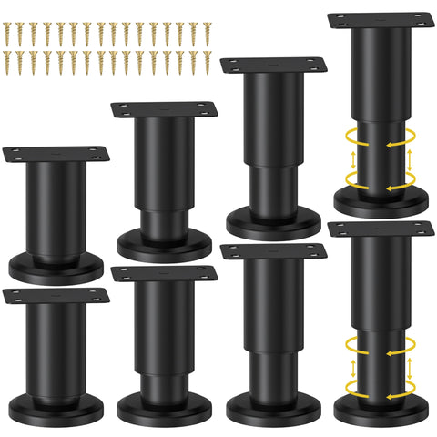 Wlrrcwdttc adjustable furniture legs with 3.15-4.72 in range for leveling on uneven floors