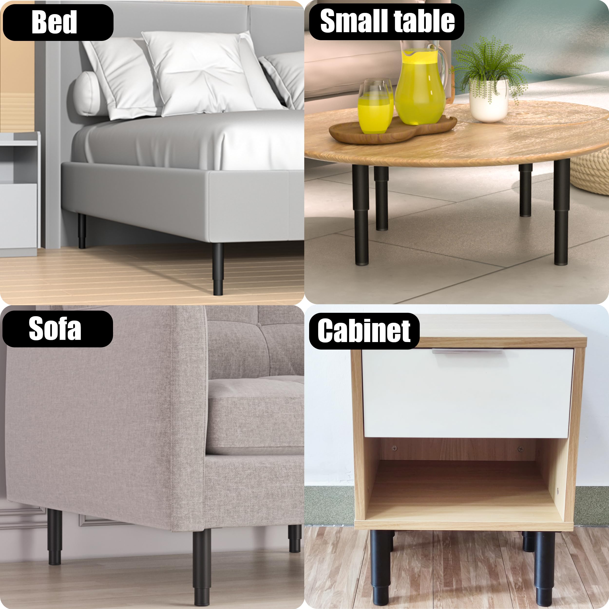 Wlrrcwdttc adjustable legs with anti-slip base protect floors and reduce movement