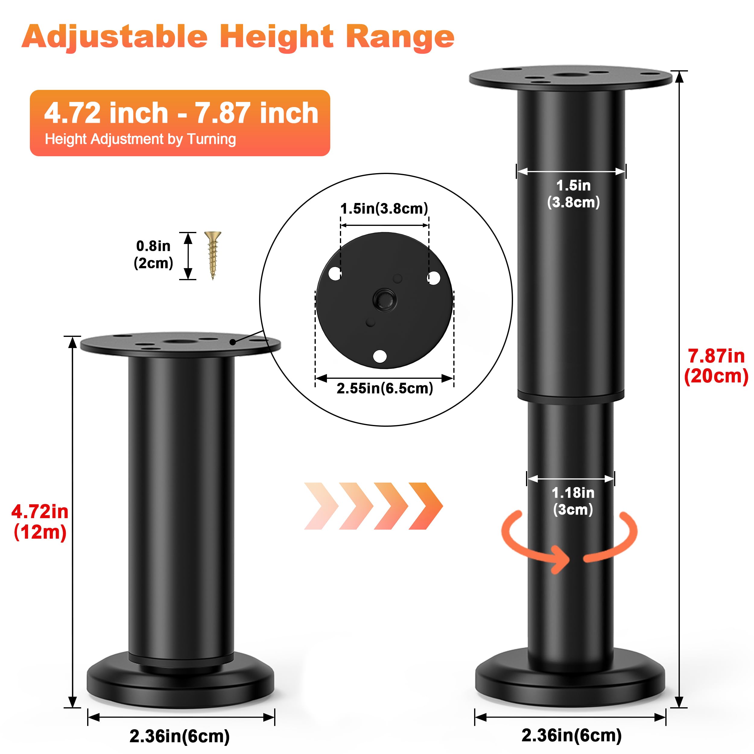 Wlrrcwdttc metal furniture leg base provides sturdy support and stability