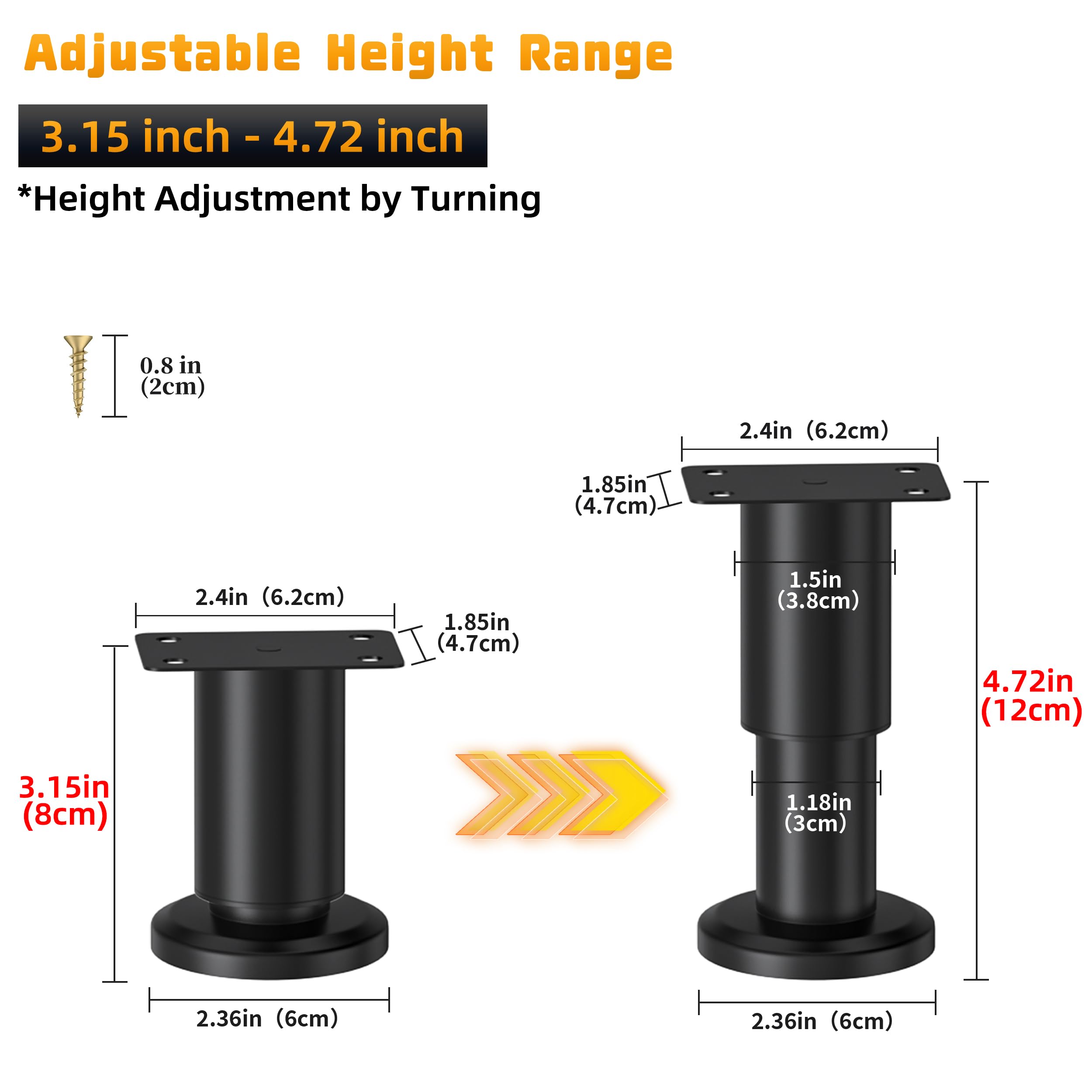 Wlrrcwdttc metal furniture legs with durable baking varnish finish for long-lasting support
