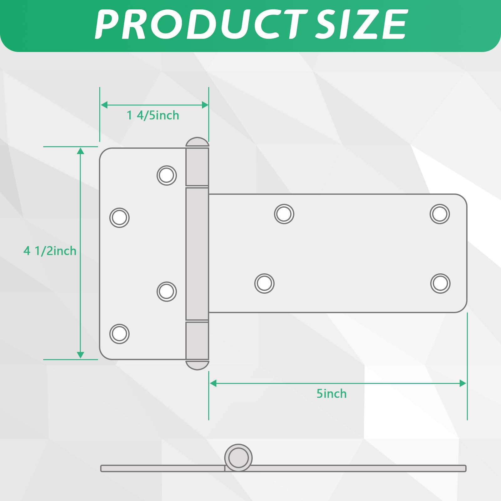 Wmebee 5-in T-Strap hinge, front view, secure barn door hardware.