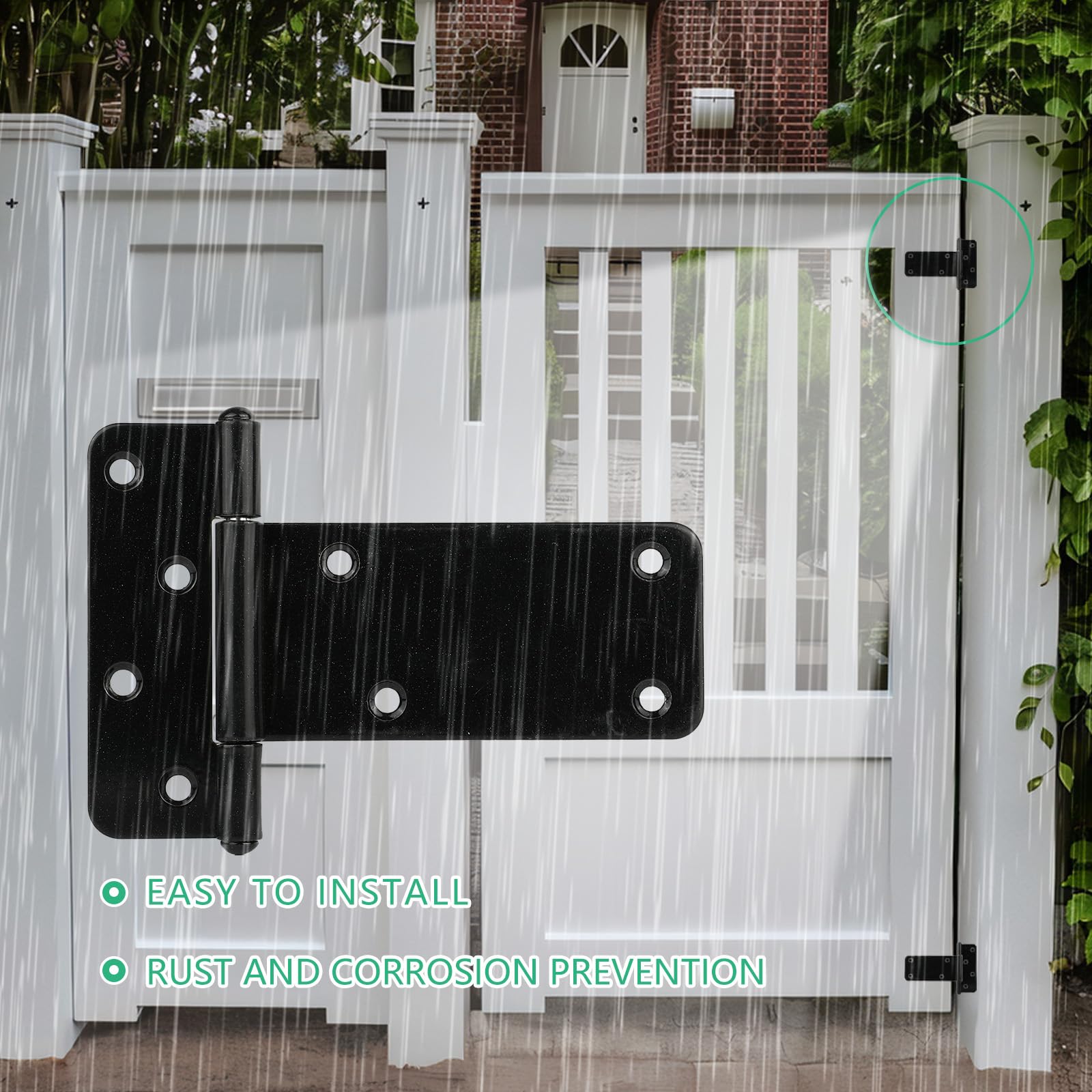 Wmebee hinge close-up shows matte black anti-corrosion coating.