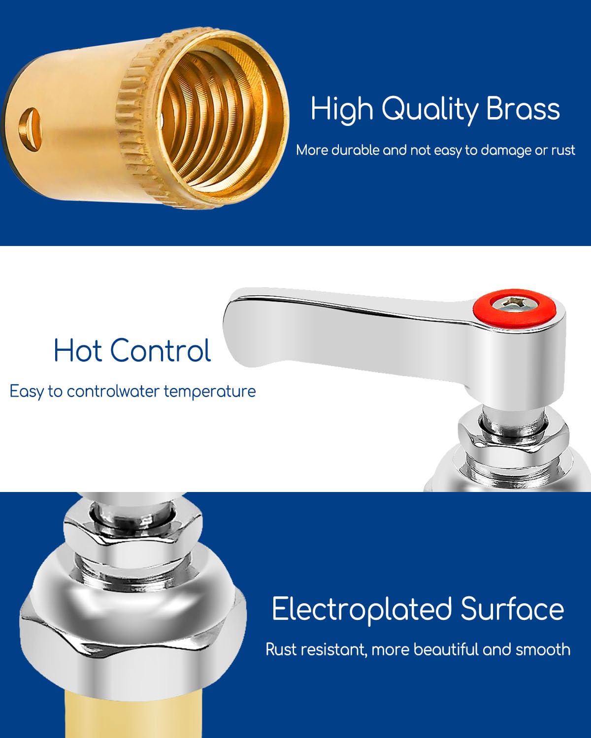 WMJNH hot-side stem assembly for T&S brass faucets supports smooth operation and leak prevention.