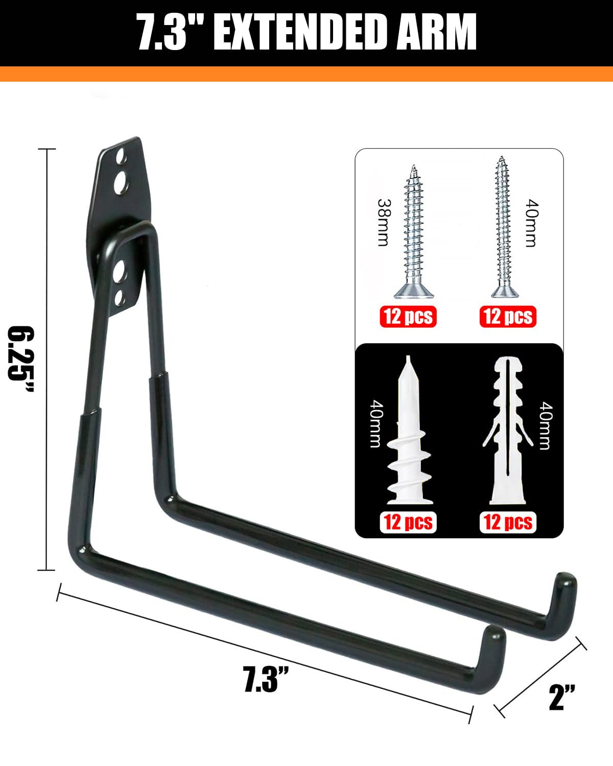 WMK PVC-coated black garage hook protects tools from scratches.