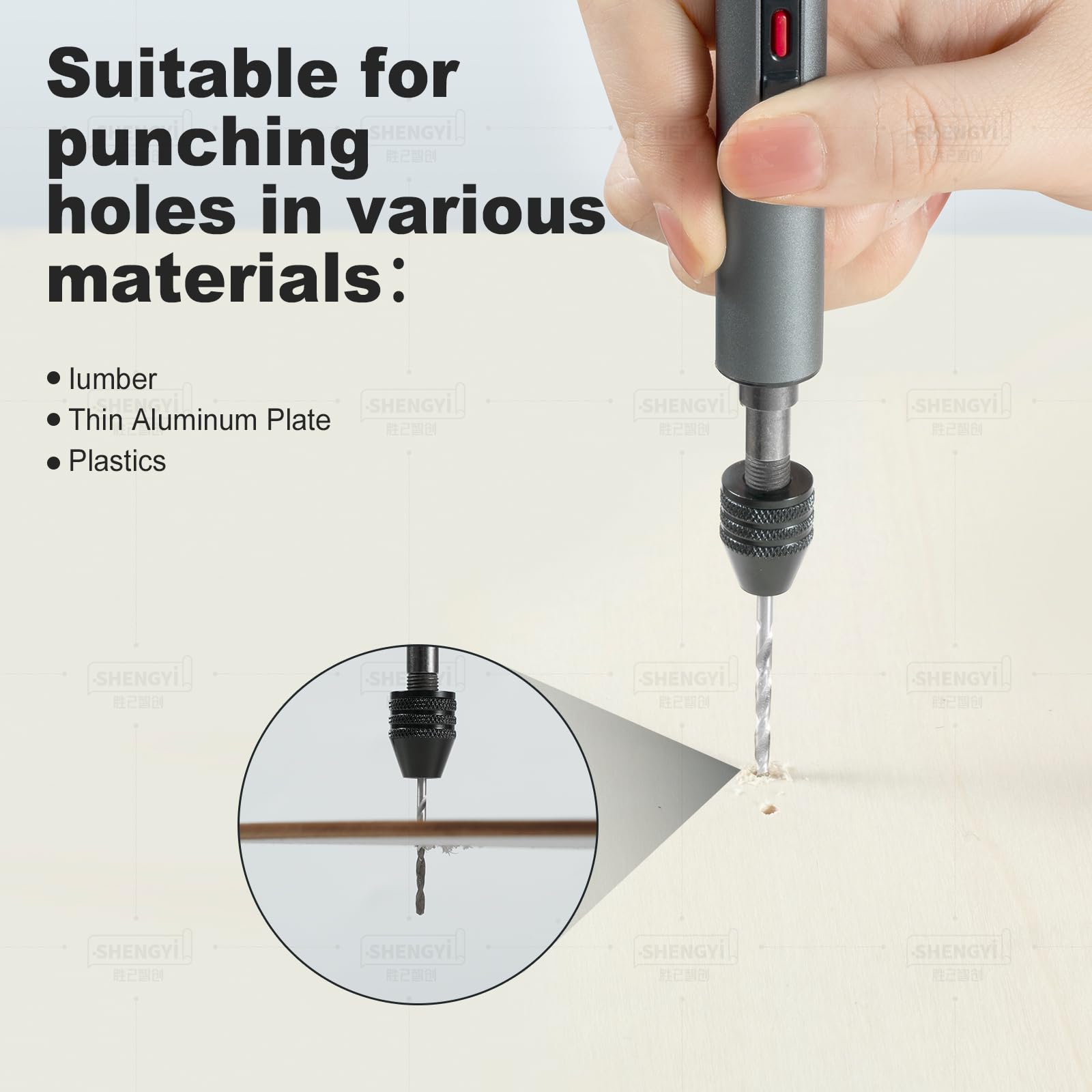 WmsWqiu drilling function mini screwdriver drilling through wood or plastic
