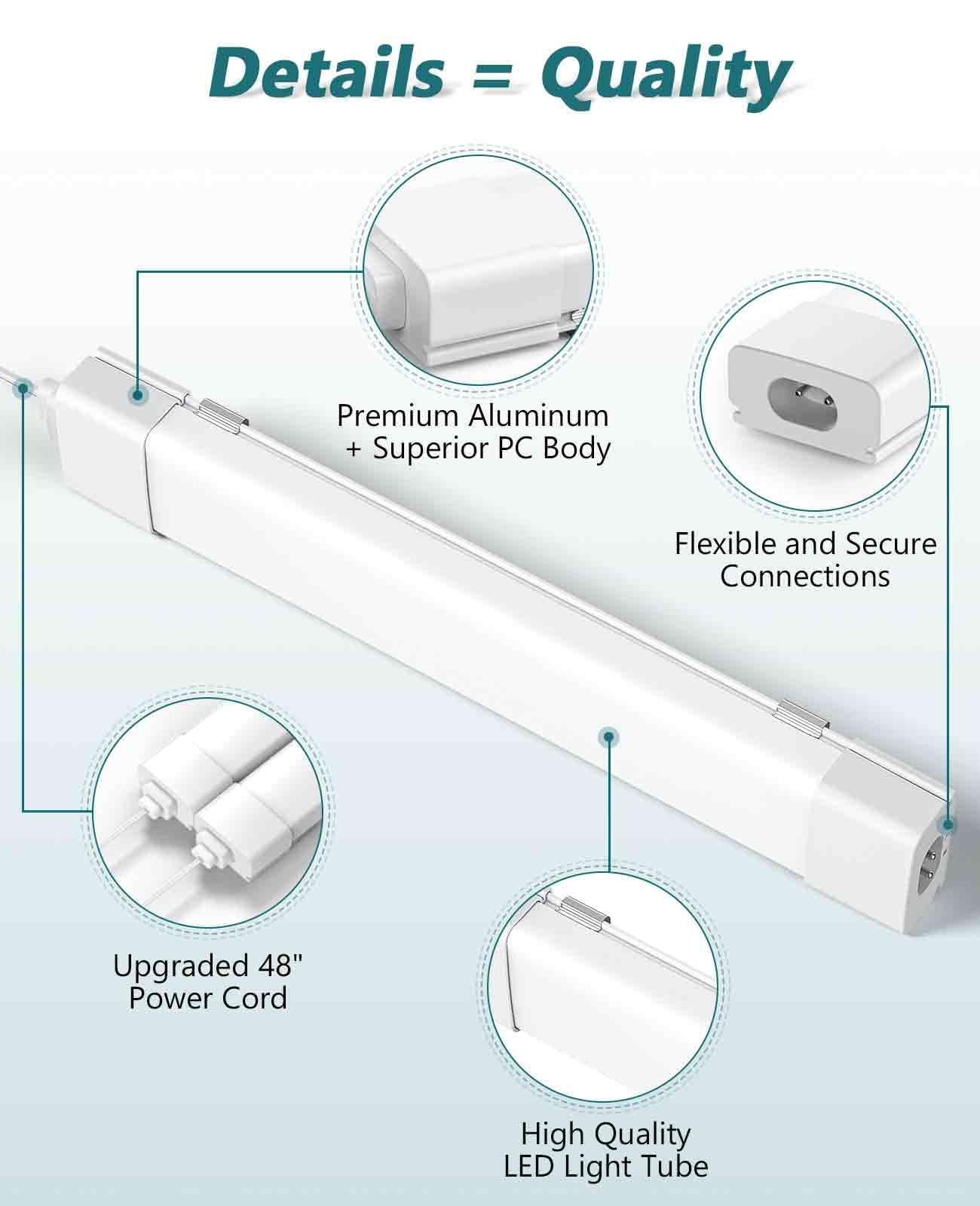 WNSNOU 1.4ft fixture delivers 1800LM for bright workspace.