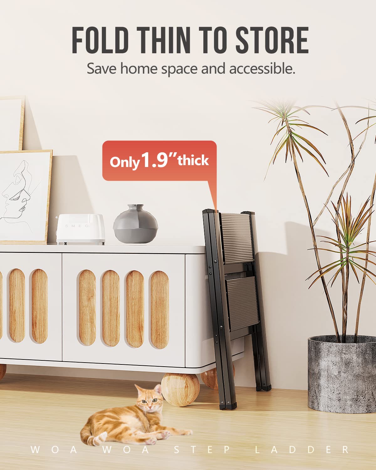 WOA WOA 2 Step Ladder reachability up to 8 ft for upper cabinets