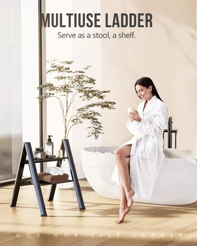 WOA WOA 2 Step Ladder anti-slip feet protect floors and prevent slips
