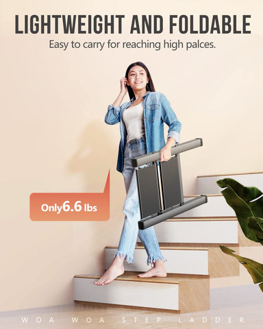 WOA WOA 2 Step Ladder top rung height highlighted for easy overhead access