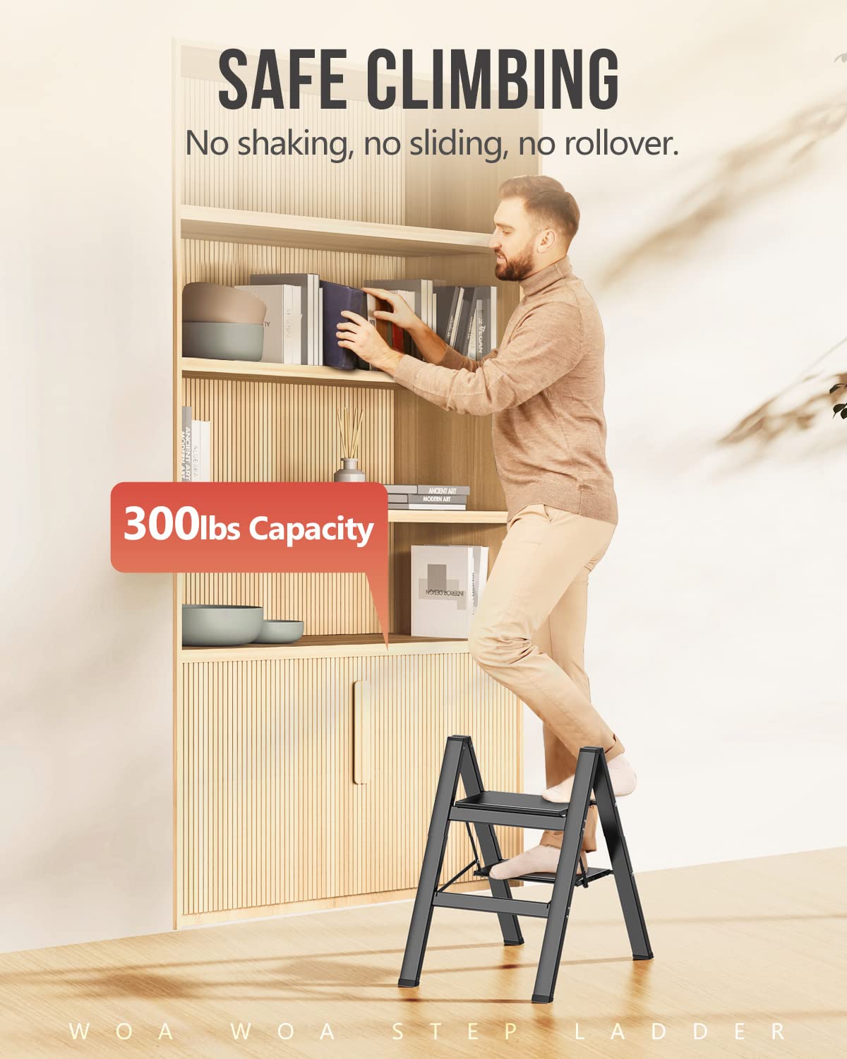 WOA WOA 2 Step Ladder lightweight 6.6 lbs for easy transport