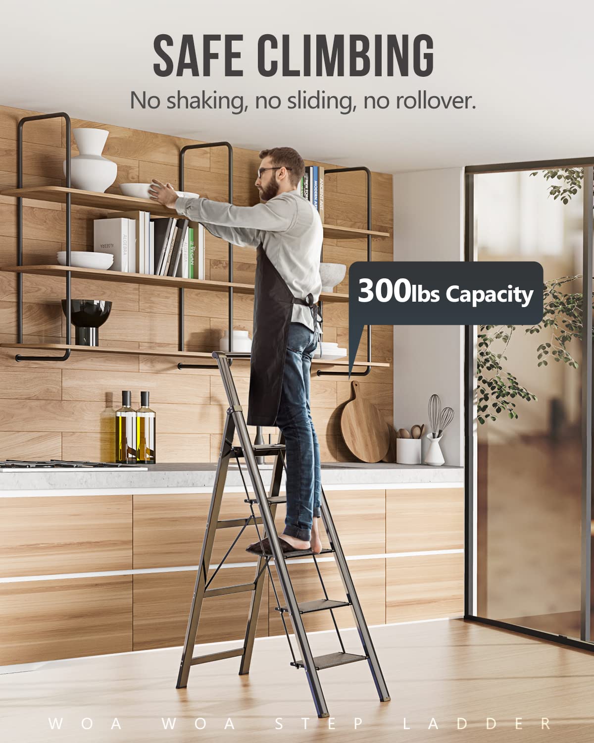 WOA WOA foldable ladder stored compactly for easy space-saving