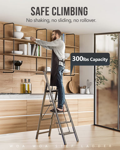 WOA WOA foldable ladder stored compactly for easy space-saving