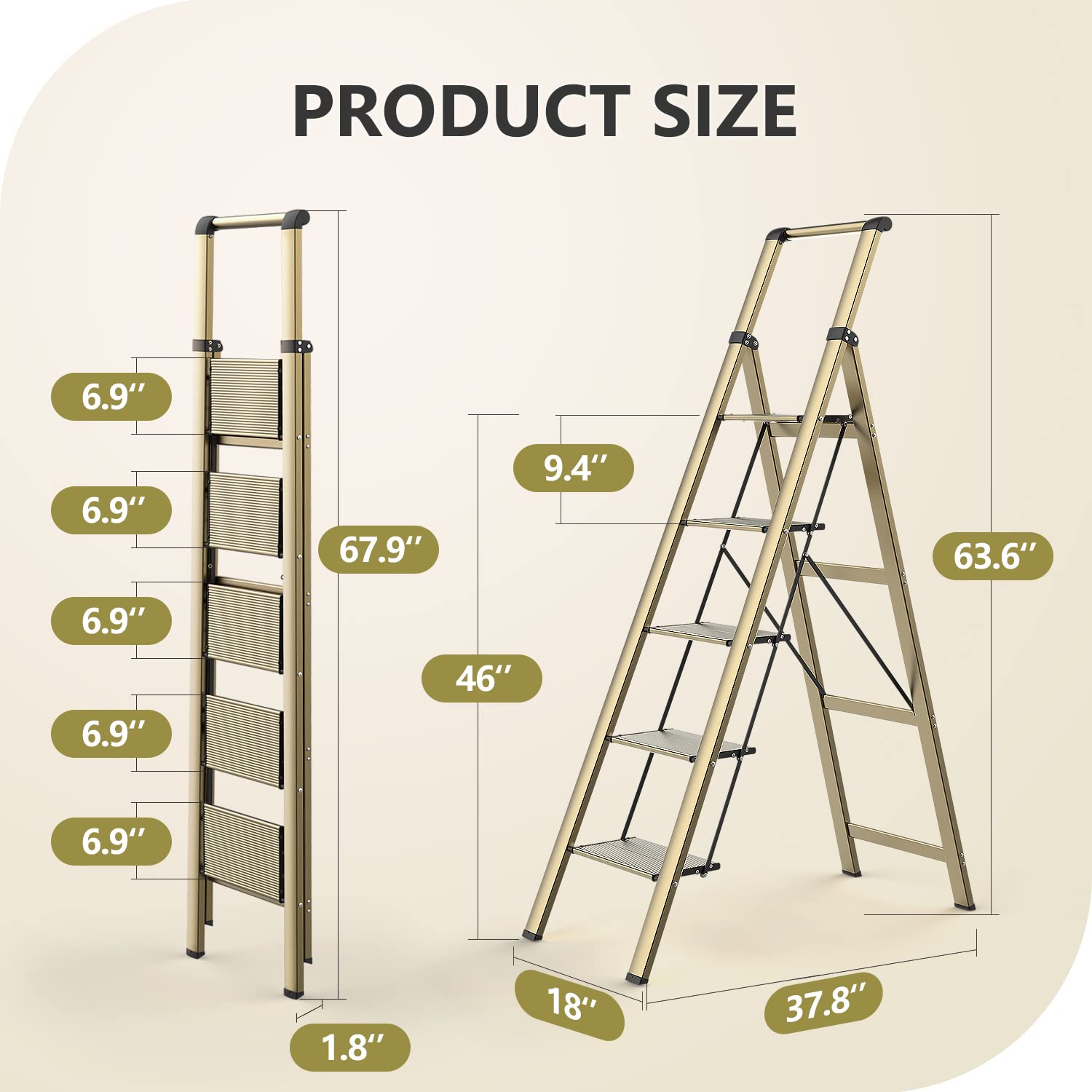 WOA WOA 5-Step Ladder versatile use as shelf or display stand