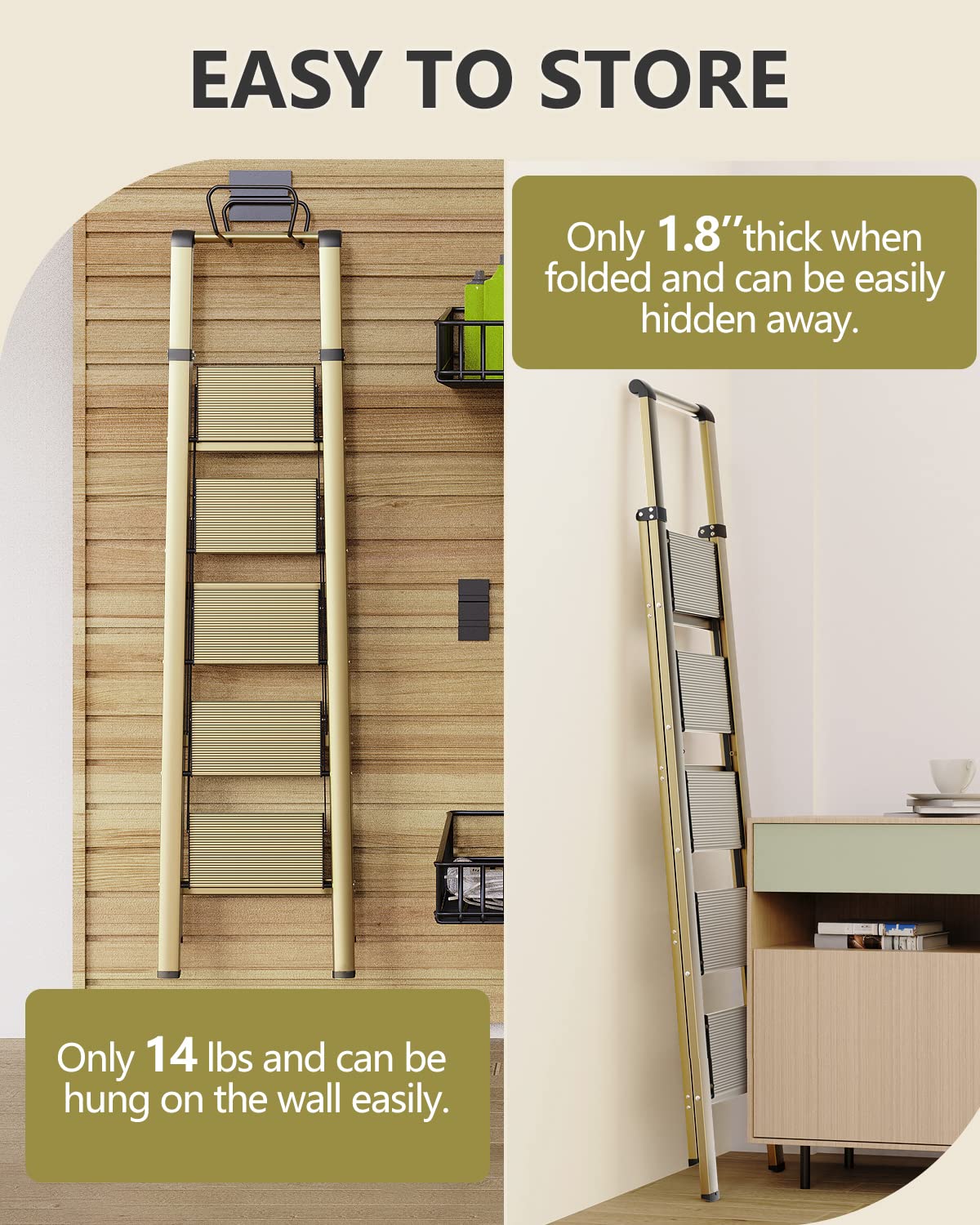 WOA WOA 5-Step Ladder one-hand maneuver for effortless transport