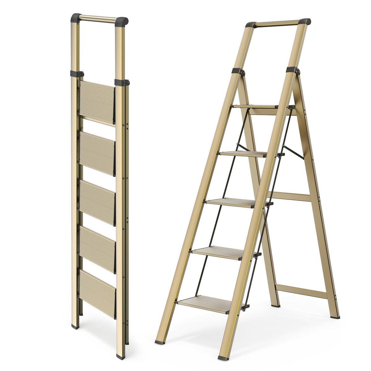 WOA WOA 5-Step Ladder with stable base for safe climbing in any room