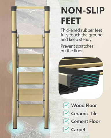 WOA WOA 5-Step Ladder wide pedals improve stability while climbing