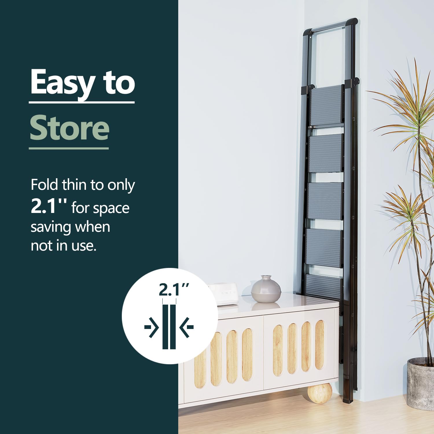WOA WOA ladder folded profile showcases easy space saving storage