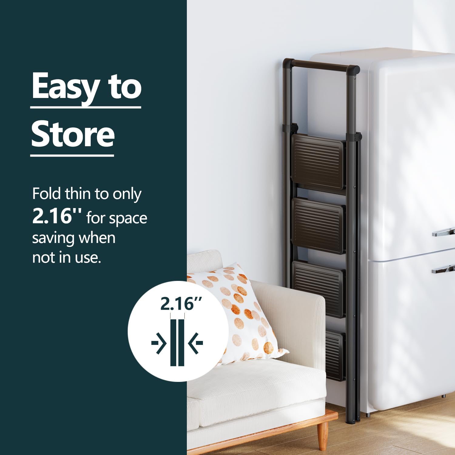 WOA WOA compact folded size fits between fridge and cupboard.
