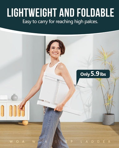 WOA WOA Foldable Ladder in living room for easy transport and quick daily chores