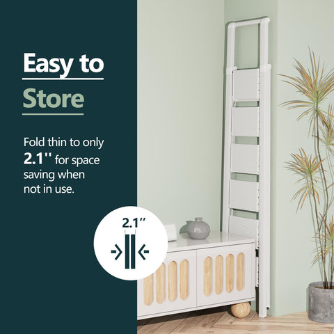 Folded dimensions show slim storage profile for convenience.