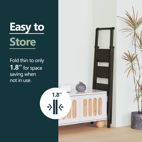 WOA WOA folding ladder demonstrates easy storage and compact folded form.