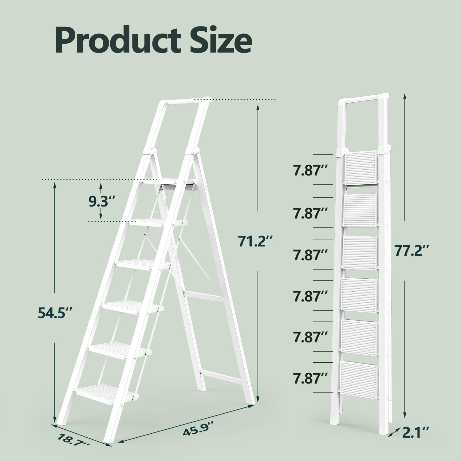 Tall open height helps reach ceilings safely with WOA WOA ladder.