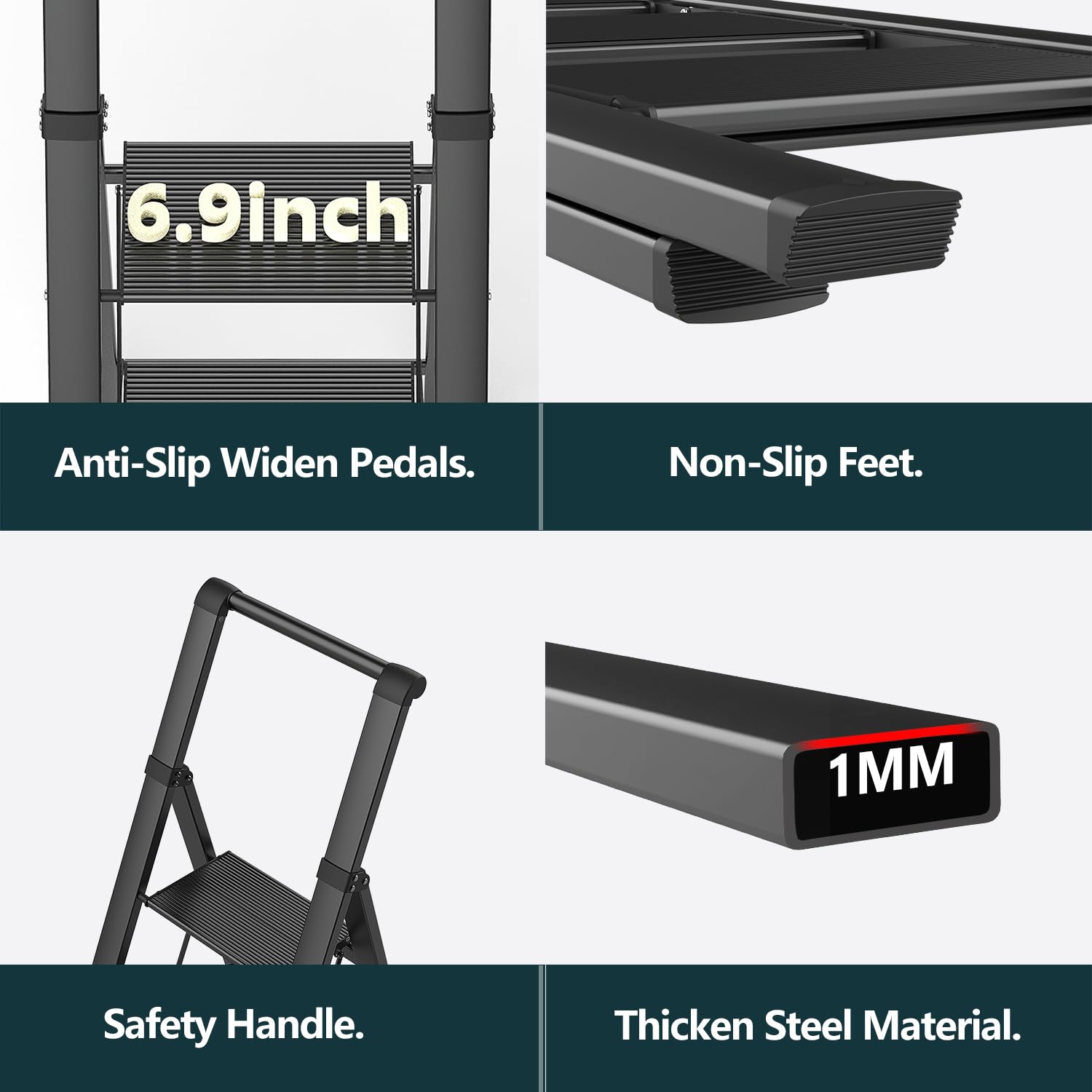 WOA WOA wide pedal steps provide comfortable footing during climbs.
