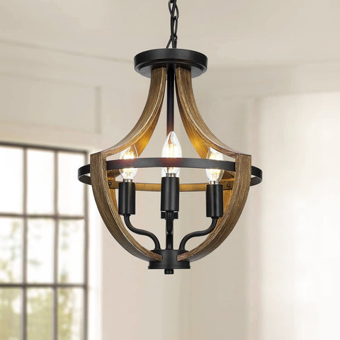 WOAEKR 4-light modern farmhouse chandelier enhances kitchen ambience.