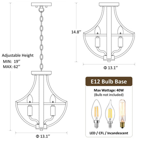 WOAEKR UL-certified farmhouse chandelier for safe, reliable lighting.
