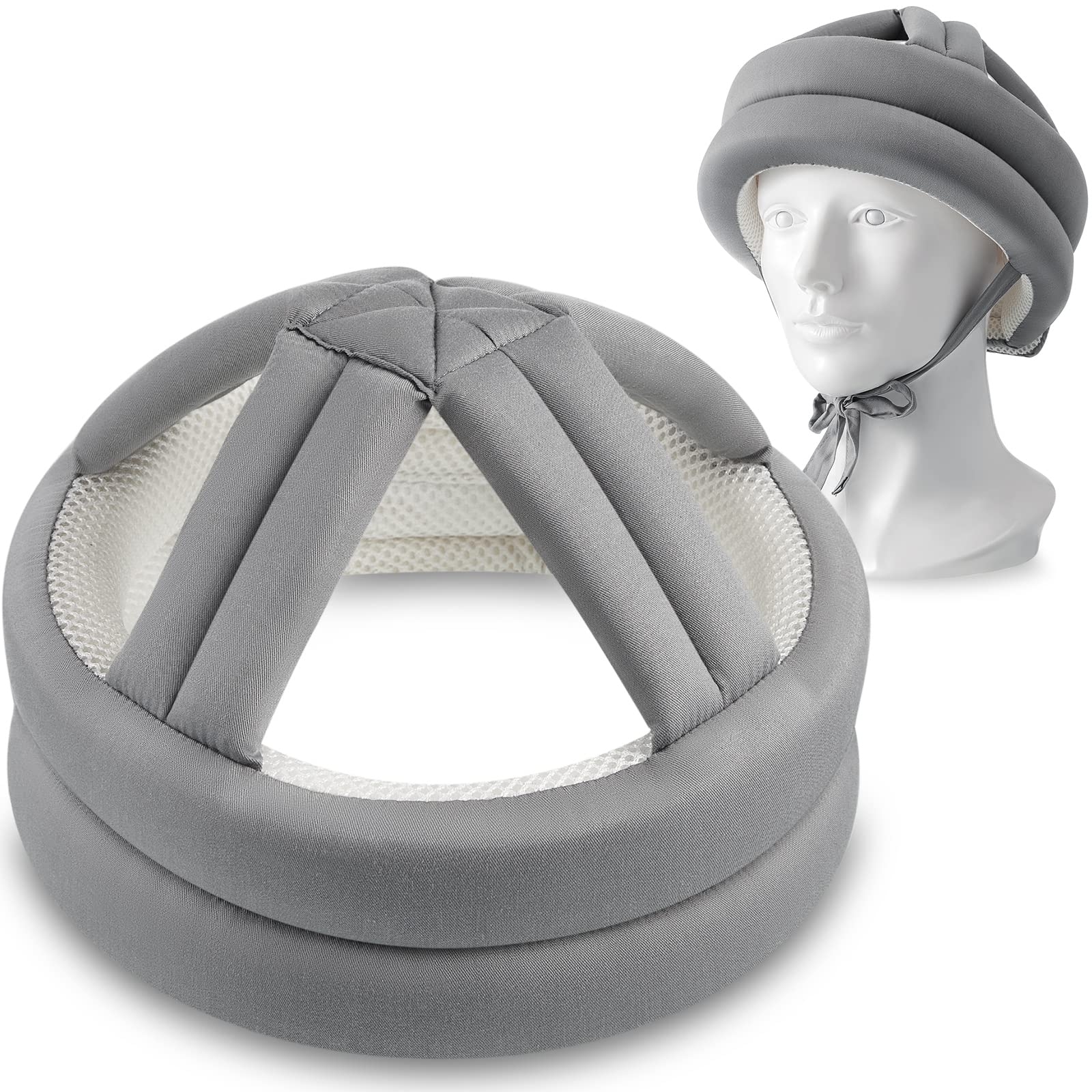 Woanger elder head safety helmet in grey, adjustable fit for comfortable head protection.